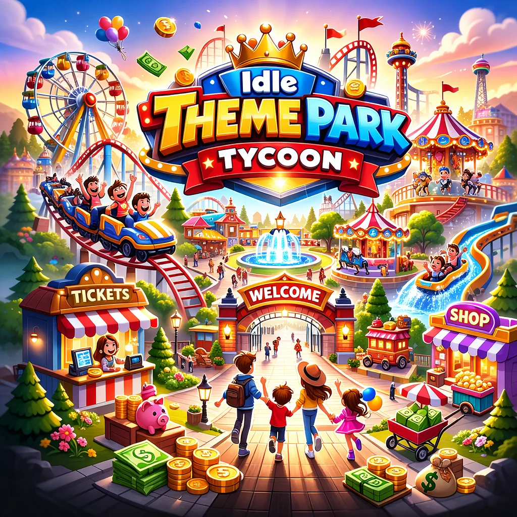 تحميل لعبة Idle Theme Park Tycoon مهكرة احدث اصدار للاندرويد APK